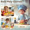 BUYGER Play Food Sets for Kids Kitchen, Wooden Fast Food Hamburger Play Set, Pretend Play Kitchen Accessories Toy Food Gifts for Ages 3 4 5 Years Old Toddler Kids Boys Girls view 4