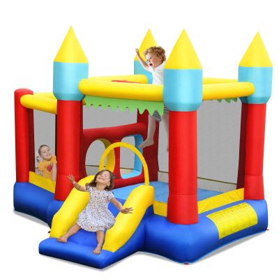 GLACER Kids Inflatable Bouncer, Indoor & Outdoor Bounce House w/Spacious Jumping Area, Slide, Basketball & Ocean Balls, Kids Castle Slide Bouncer for Children 3-10 Years Old