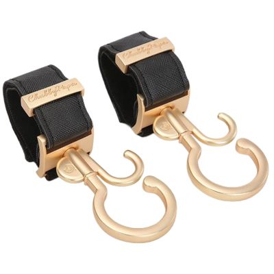 2PCS Stroller Hooks Dual Hook Rotating Stroller Clips Easy to Attach Stroller Accessories with Strong Load-Bearing Hand-Free Hooks for Diaper Bag Shopping Bag Gold Stroller Accessories Stroller Hooks