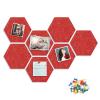 8 Packs Red Hexagon Felt Pin Board, 12" Bulletin Board with 30 Push Pins, Felt Board for Home Kitchen Office Decor, Self-Adhesive Corkboard Tiles for Walls School Message Photos Memos view 1