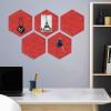 8 Packs Red Hexagon Felt Pin Board, 12" Bulletin Board with 30 Push Pins, Felt Board for Home Kitchen Office Decor, Self-Adhesive Corkboard Tiles for Walls School Message Photos Memos view 4