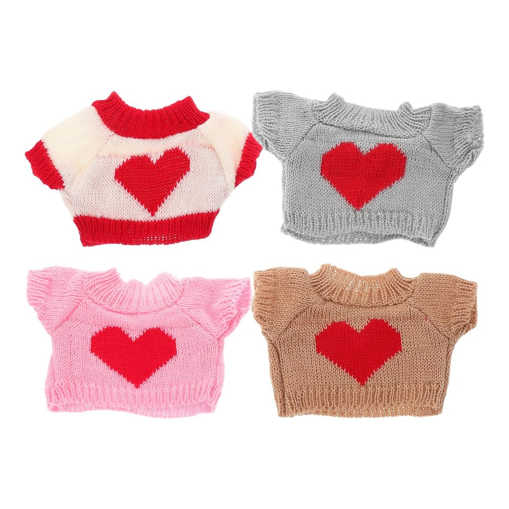 Abaodam 4Pcs Bear Doll Clothes Cute Stuffed Animal Clothing Accessories Plush Toy Clothes Bear Sweater Outfit Fit Most 30CM Dolls
