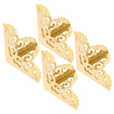 NAMOARLY 4pcs Vintage Metal Corner Protectors Antique Brass Decorative Guards for Jewelry Boxes Furniture Edges and Cabinets Material for Enhanced Protection and Style