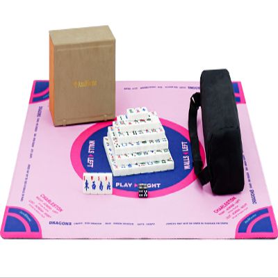 AzulHome American Mahjong Set, 166 Premium White Tiles with Pink Neoprene Mahjong Mat Kit - with 4 Dice, with One Mahjong Storage Case and One Mah jongg Mat Bag - Complete Mahjong Tiles Set