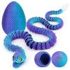 3D Printed Snake Eggs, Easter Egg Filled with Toy - Basket Essentials for Kids Boy Girls, Flexible Articulated 3D Printed Animal Fidget Toys (Cyan to Purple Gradient) view 1