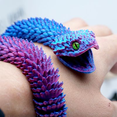 23.6inch 3D Printed Snake Models,Movable Teeth,Flexible Joint Animal lacertid Figurines, Stress Relief, Fidget restlessness, ADHD Toys, Surprise Fantasy Gifts (ColorC)