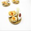 1:12 Dollhouse Miniature Food Toast Bread with Milk Wooden Board Breakfast 16978 view 3