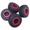 1/10 Short Course Rubber Tires Beadlock Wheel Rim Set Compatible with 4x4 R Vehicles and 1/10 22S 2WD SCT Models view 4