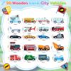 Blosssound 20 Pcs Wooden Car Vehicle Set for Toddlers Wooden Vehicle Community Helpers Toys with Police Fire Trucks Ambulance Car Toys Gift for Kids Preschool Classroom Educational Activity view 2