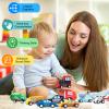 Blosssound 20 Pcs Wooden Car Vehicle Set for Toddlers Wooden Vehicle Community Helpers Toys with Police Fire Trucks Ambulance Car Toys Gift for Kids Preschool Classroom Educational Activity view 4