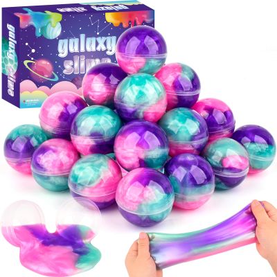 24 Pack Galaxy Slime Balls for Kids - Stretchy, Non-Sticky, Mess-Free Stress Relief Toys, Halloween Christmas Party Favors, Classroom Rewards, Goodie Bag Stuffers for Boys & Girls