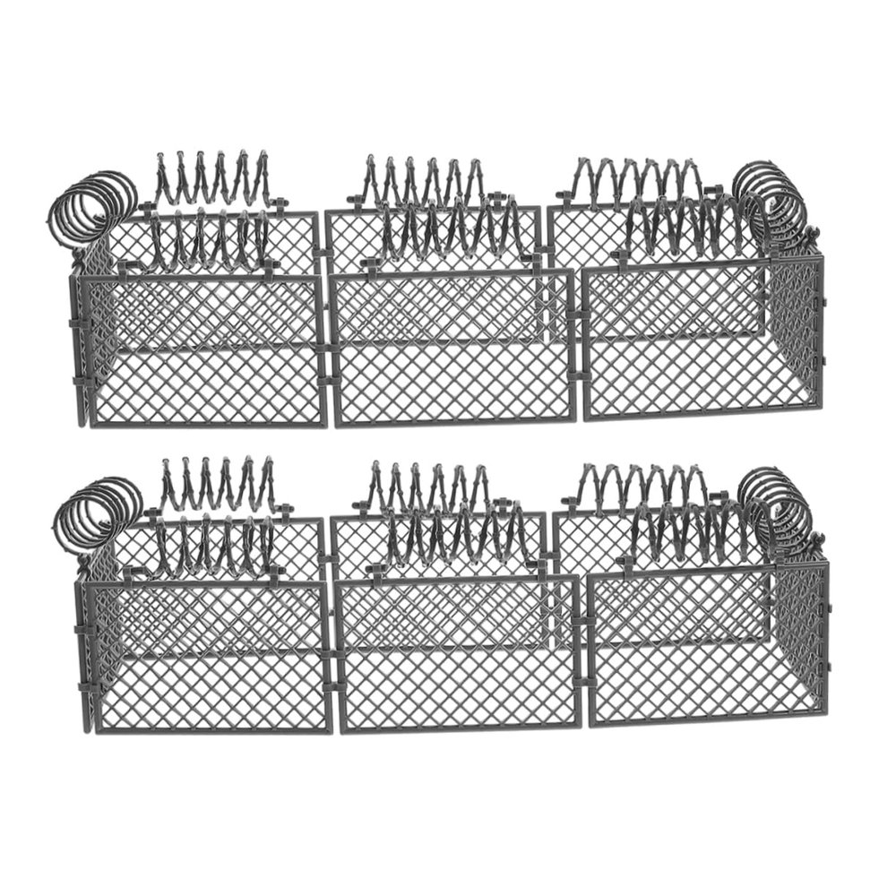 CIYODO 2sets Miniature Plastic Fence for Farm Animals and War Scene Flexible Configuration Safety Guardrail for Creative Play Plastic for Boys and Girls Imaginative Layouts