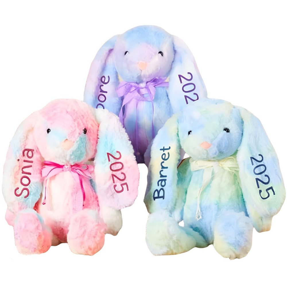 2025 Baby's First Easter Plush Bunny Custom Embroidered Name Easter Bunny Easter Basket Stuffer Baby Shower Gift