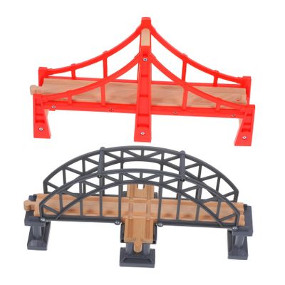 Abaodam 2pcs Wooden Train Tracks Cross Bridge for The Train Toy Accessories Boy Girl Educational Playset