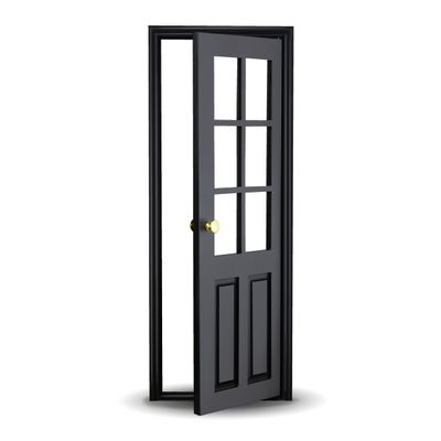 1/6 Scale Wooden Dollhouse 8 Panel Door with Glass 8-Panel Design with Handles Classic Design Easy Installation Multiple Colors Available (Black)