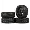 4Pcs 75mm Rubber Off-Road Wheel Rim and Tires Compatible with MN99S 144001 RC Car Compatible with Rally Climbing view 3