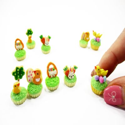 1:12 Miniature 5 Easter Cupcake Dollhouse Bunny Easter Bakery Dessert Cake 16963