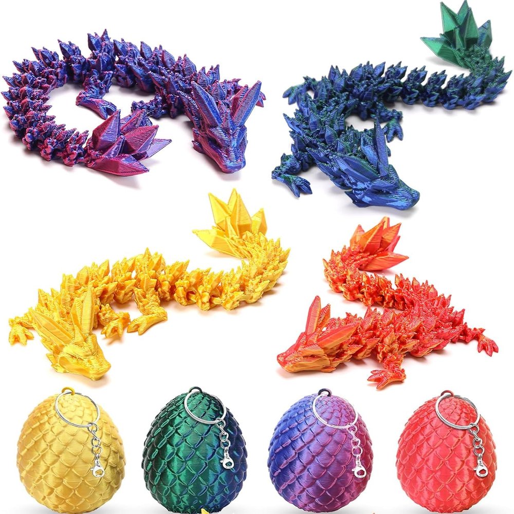 bgezxuy 4 Pcs Mini 3D Printed Dragon Eggs with Dragons Inside, Articulated Crystal Dragon in Dinosaur Egg, Birthdays, Halloween Decorations Indoor Outdoor for Girls Boys (MINI-YS)