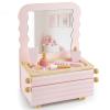 PIIKAGO Wooden Kids Vanity Set with Acrylic Display Case, Pretend Play Toddler Makeup Vanity for Girls, Beauty Salon Set with Makeup Accessories, Little Girls Gift Age 3+ (Pink) view 1