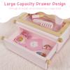 PIIKAGO Wooden Kids Vanity Set with Acrylic Display Case, Pretend Play Toddler Makeup Vanity for Girls, Beauty Salon Set with Makeup Accessories, Little Girls Gift Age 3+ (Pink) view 4