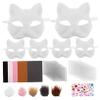 BRIGHTFUFU Diy Blank Cat Mask Set for Painting and Cosplay Soft Felt Fabric with Faux Fur Eye Mesh for Halloween Masquerade Parties and Family Fun Activities view 1
