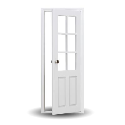 1/6 Scale Wooden Dollhouse 8 Panel Door with Glass 8-Panel Design with Handles Classic Design Easy Installation Multiple Colors Available (White)