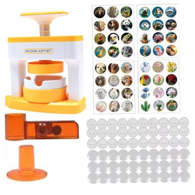 1 Set Badge Maker for Kids, DIY Round Button Maker with 48 Sticker and 48 Button Parts Cute Press Pin Maker Machine Gift for Girls Pin Maker Pin Maker Machine Button Maker Badge Making Machine