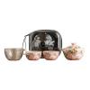 Cartoon Strawberry Rabbit Travel Tea Set, Portable Outdoor Cam Teapot Tea Cup - Yu Fen Ru Kiln Strawberry Rabbit One Pot Two Cups Travel Tea Set view 1