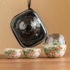 Cartoon Strawberry Rabbit Travel Tea Set, Portable Outdoor Cam Teapot Tea Cup - Yu Fen Ru Kiln Strawberry Rabbit One Pot Two Cups Travel Tea Set view 3