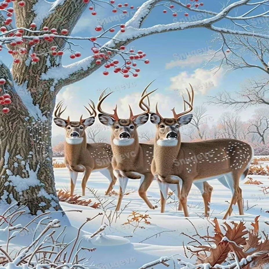 Snowy Deer Family: Premium 200 Piece Jigsaw Puzzle for Adults - Best Challenging Puzzles for Cognitive Workout - Safe Eco-Friendly - Most Popular Leisure Activities (14x10inch)