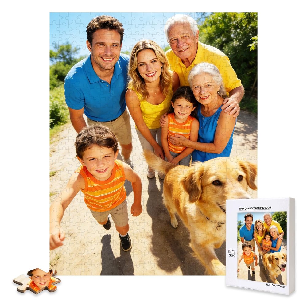 Custom Puzzle 500 Pieces, Personalized Puzzle from Your Own Photos, Customized Picture Jigsaw Puzzle Gift for Christmas Wedding Birthday Family