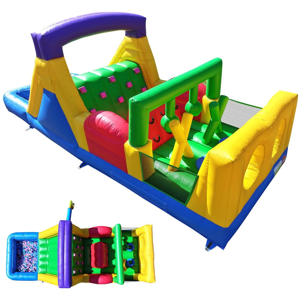 Eachup 22FT Commercial Bounce House Obstacle Course for Big Kids 3-8,Inflatable Obstacle Course with 950W Blower,Large Slide, Wet Dry Pool for Party Backyard Outdoor Fun