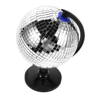 CIYODO Unique Spinning Disco Ball Globe Reflective Office Desk Decor for Men Creative Silver Decorative Globe with Rotatable Feature Cool Desk Accessory for Home and Office