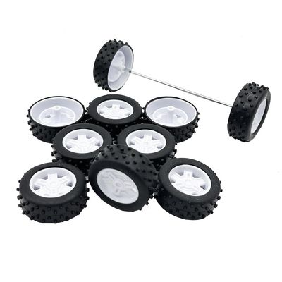 10PCS Toy Car Wheel 37mm Plastic Toy Car Tire Wheels with 5PCS Metal Shaft Round Rod Axles for RC Car Truck Robot DIY Model Toy Parts (2x37mm)