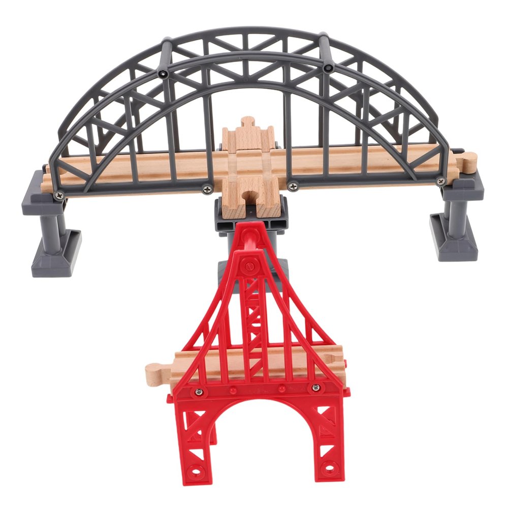 NAMOARLY 2pcs Wooden Train Bridge Track Accessories Engaging Play for Boys and Girls Motor Skills and Creativity Compatible Major Wooden Train for Family Interaction