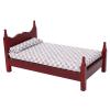 1:12 Doll House Mini Red Wooden Single Bed Furniture Accessory for Dolls Miniature Bedroom Furniture view 1
