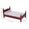 1:12 Doll House Mini Red Wooden Single Bed Furniture Accessory for Dolls Miniature Bedroom Furniture view 2