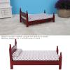 1:12 Doll House Mini Red Wooden Single Bed Furniture Accessory for Dolls Miniature Bedroom Furniture view 3