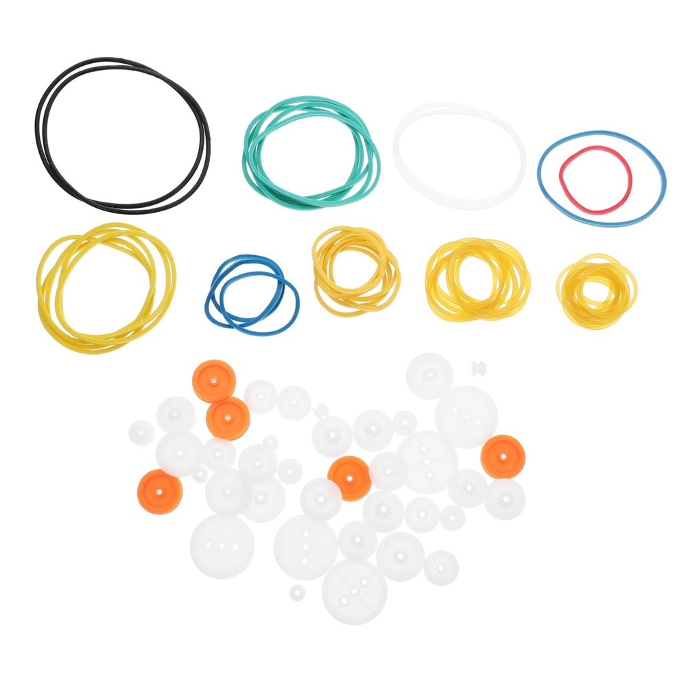 BUGUUYO 1set Pulley System for Boys and Girls Rubber Band Drive Belt and Gears Pulleys Rubber Bands Drive Belts Easy to Install for Mechanical Projects and Model Toys