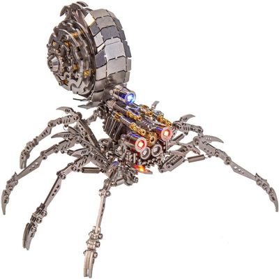 3D Metal Puzzle for Adults, The King of Spiders Model Kit, 375 PCS Mechanical Steampunk Animal Model, DIY Assembly Kit to Build, 3D Jigsaw Puzzle with LED Light, Desk Ornament Kit Craft Toys