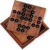 HAFI INTERNATIONAL Wooden Marble Solitaire Board Game - Premium Handcrafted Classic Puzzle Marbles, Brain Teaser for Adults & Kids, or Coffee Table Decor Portable Solo Strategy ((Black-Marble-Ball)) view 1