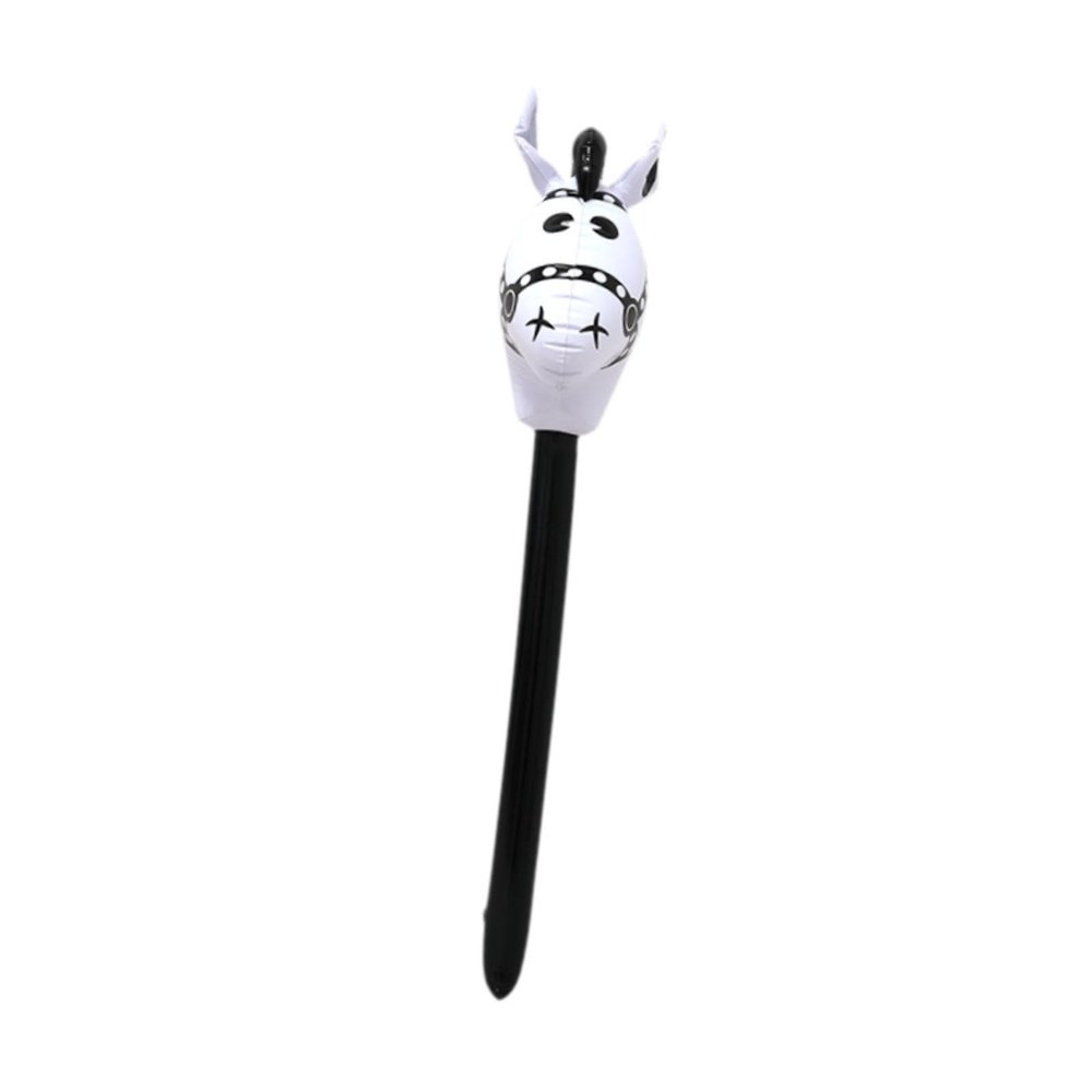 Simhoa Inflatable Stick Horsehead Toy Lovely Horse Head Stick Balloon Cartoon Fun Horse Riding Stick for Cowboy Cowgirl Kids, Blaclk