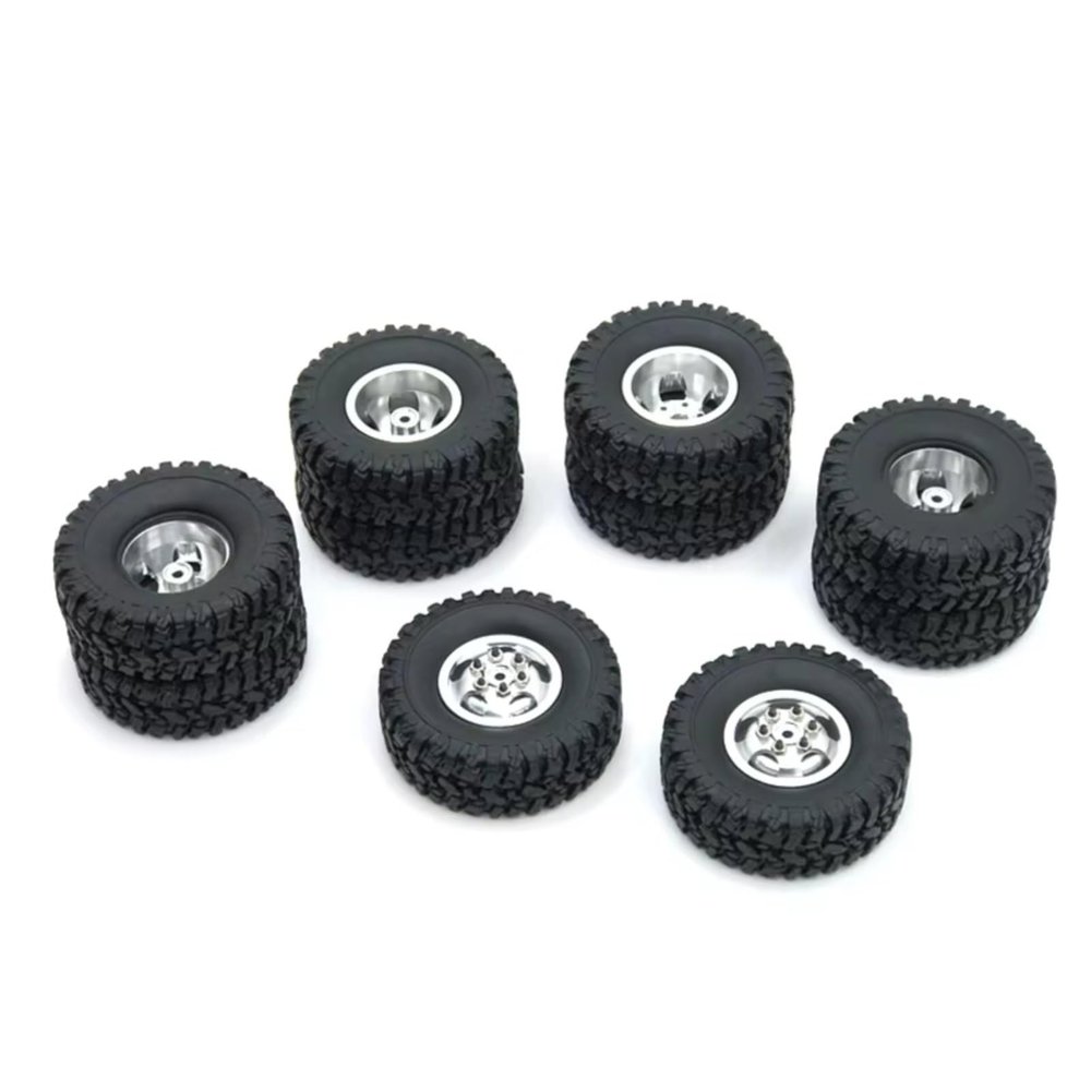 RC Upgrade Accessories for WPL B16 B36 for HengLong for FeiYu for JJRC 6WD Metal Upgrade Accessories Front Single Rear Dual Hub Tire RC Car Replacement Parts(Silver)