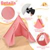 4 Pack Teepee Tent for Kids with Light String and Inflatable Airbed, Slumber Party Tents, Sleepover Tents Party for Girls Boys Indoor Outdoor (Pink) view 3