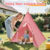 4 Pack Teepee Tent for Kids with Light String and Inflatable Airbed, Slumber Party Tents, Sleepover Tents Party for Girls Boys Indoor Outdoor (Pink) view 4