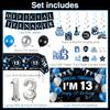 13th Birthday Decorations for Boys, 37Pcs 13 Birthday Boy Decorations Official Teenager Banner Backdrop, Happy 13th Birthday Tablecloth, 13 Year Old Boy Birthday Balloons Hanging Swirls Cake Toppers view 2