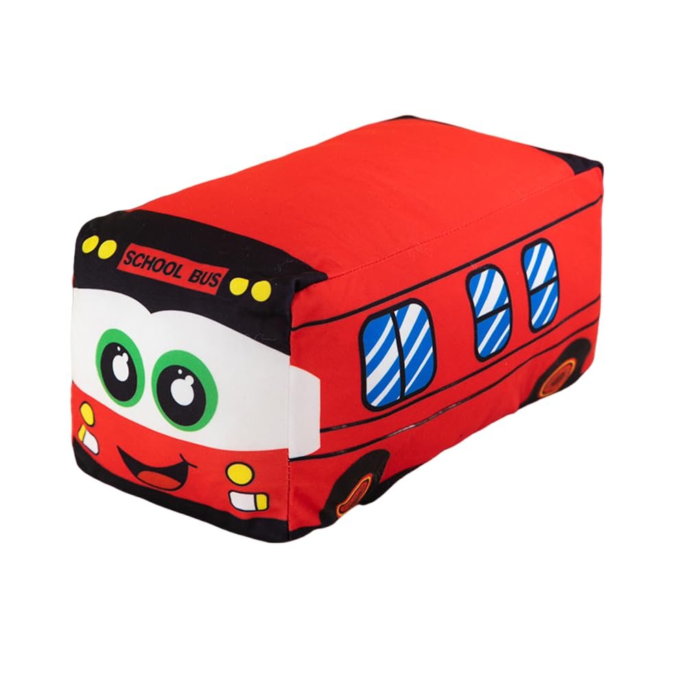 13.8 Inches Car Plush Toy Simulation Bus Cute Cartoon Pillow Filling Car Plush Pillow Toy Gift Children's Birthday (Red)