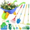 Magic4U 11-Piece Kids Gardening Set with Wheelbarrow, Shovel, Rake, Hoe, Gloves & Apron - Heavy-Duty Steel Tools & Interchangeable Handles, Outdoor Yard Toys for Boys Girls Ages 3-8 view 1