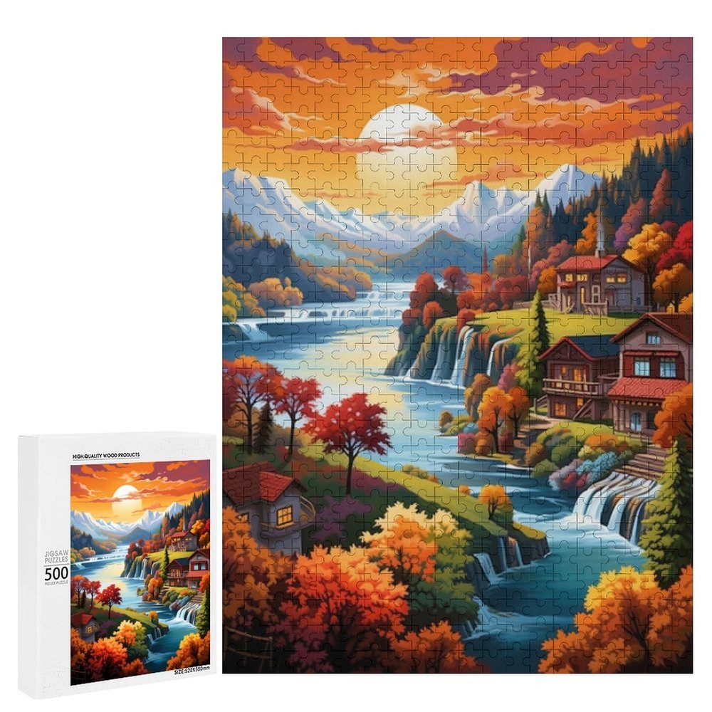 Lakeside Bloom Jigsaw Puzzles Gifts Brain Challenging Puzzle for Game Night Family Friends 500 Piece Puzzle for Adults Families