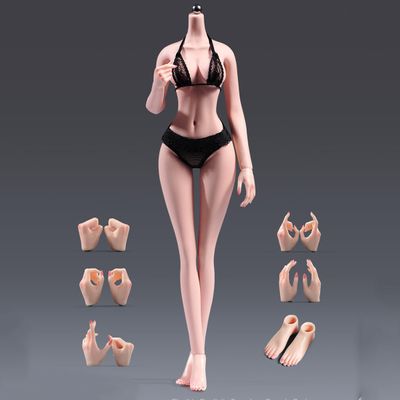 1/6 Scale Female Action Figure Body, 12inches Miniature Seamless Fair Skin Large Bust Realistic Soft Flexible Female Action Figure Body Model with Detachable 5 Pairs of Hand & 2 Pairs of Feet Shapes